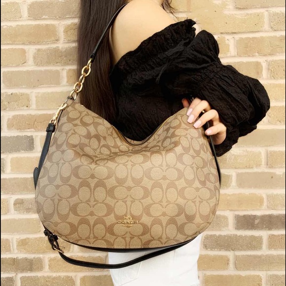 Coach Handbags - Coach  Hobo Top Zop Shoulder Bag Khaki Signature